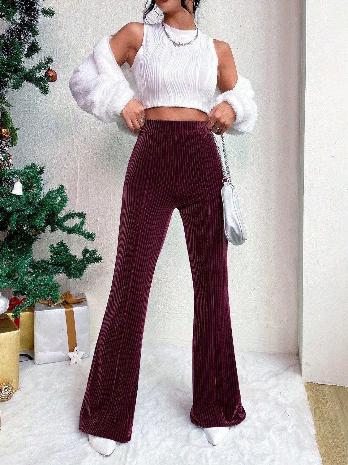 High Waist Flare Pants - Delanoir