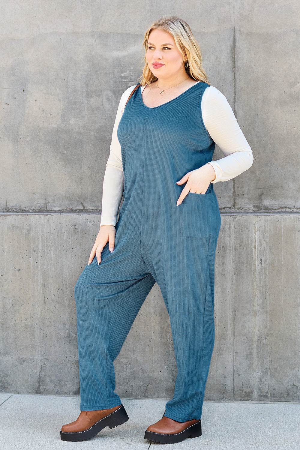 Double Take Full Size Sleeveless Straight Jumpsuit - Delanoir
