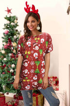 Christmas Round Neck Short Sleeve T-Shirt - Delanoir