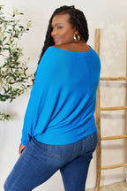 Zenana Full Size Round Neck Batwing Sleeve Blouse - Delanoir