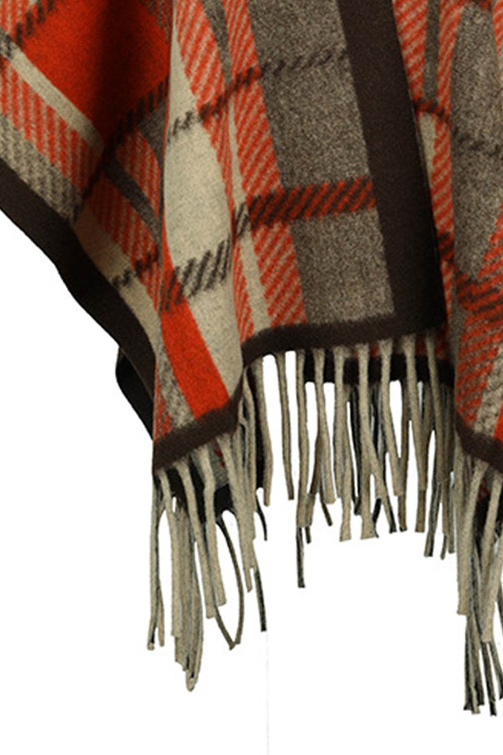 Cloak Sleeve Fringe Detail Poncho - Delanoir