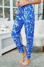 Shiny Tie-Dye Drawstring Waist Joggers with Pockets - Delanoir