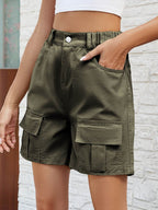 Pocketed High Waist Denim Shorts - Delanoir