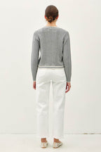 Be Cool Cable Knit Long Sleeve Contrast Edge Cardigan - Delanoir