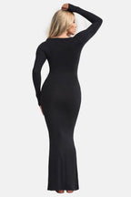 Basic Bae Built-In Shapewear Square Neck Long Sleeve Maxi Dress - Delanoir