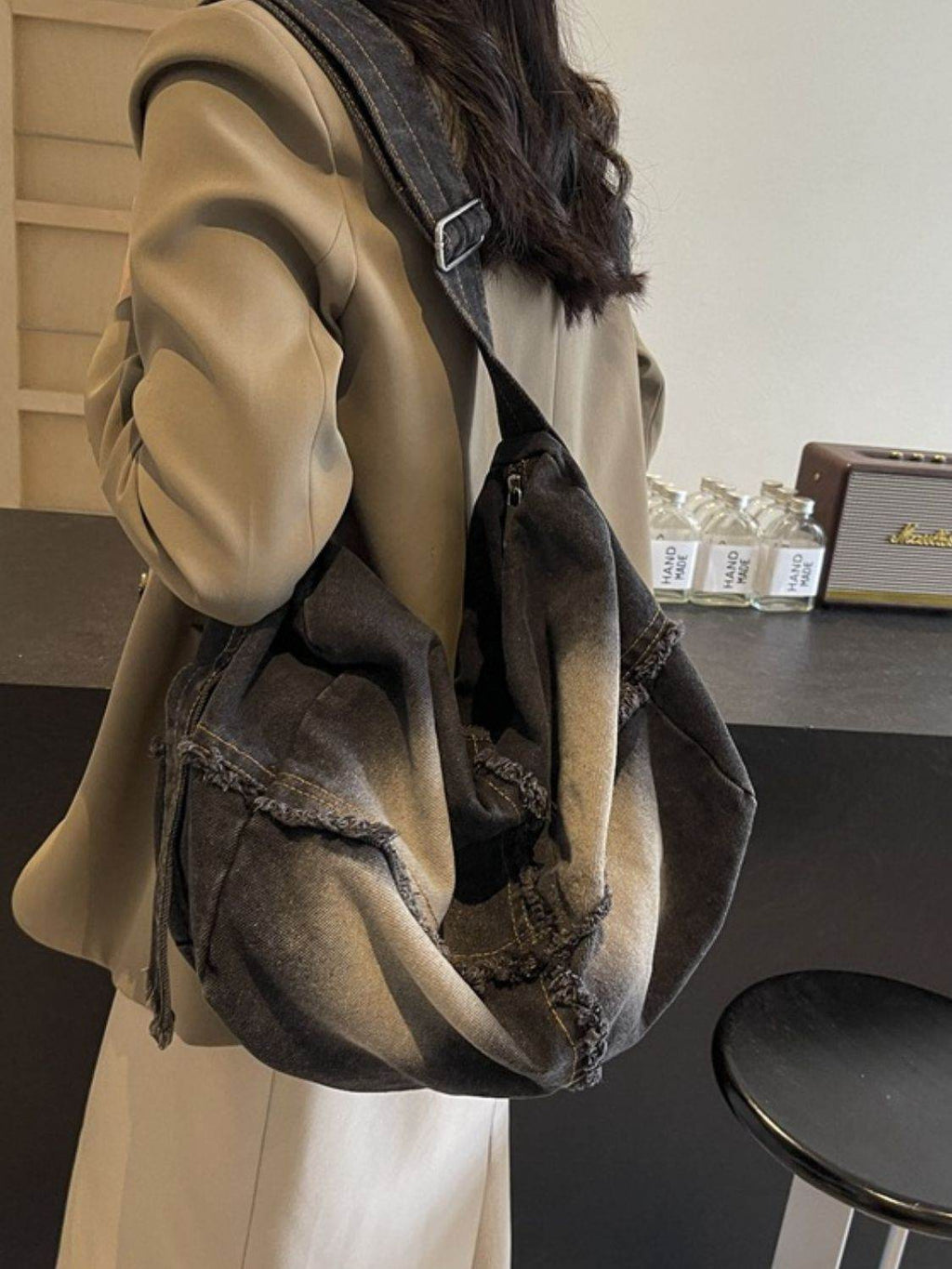Raw Hem Gradient Crossbody Bag - Delanoir