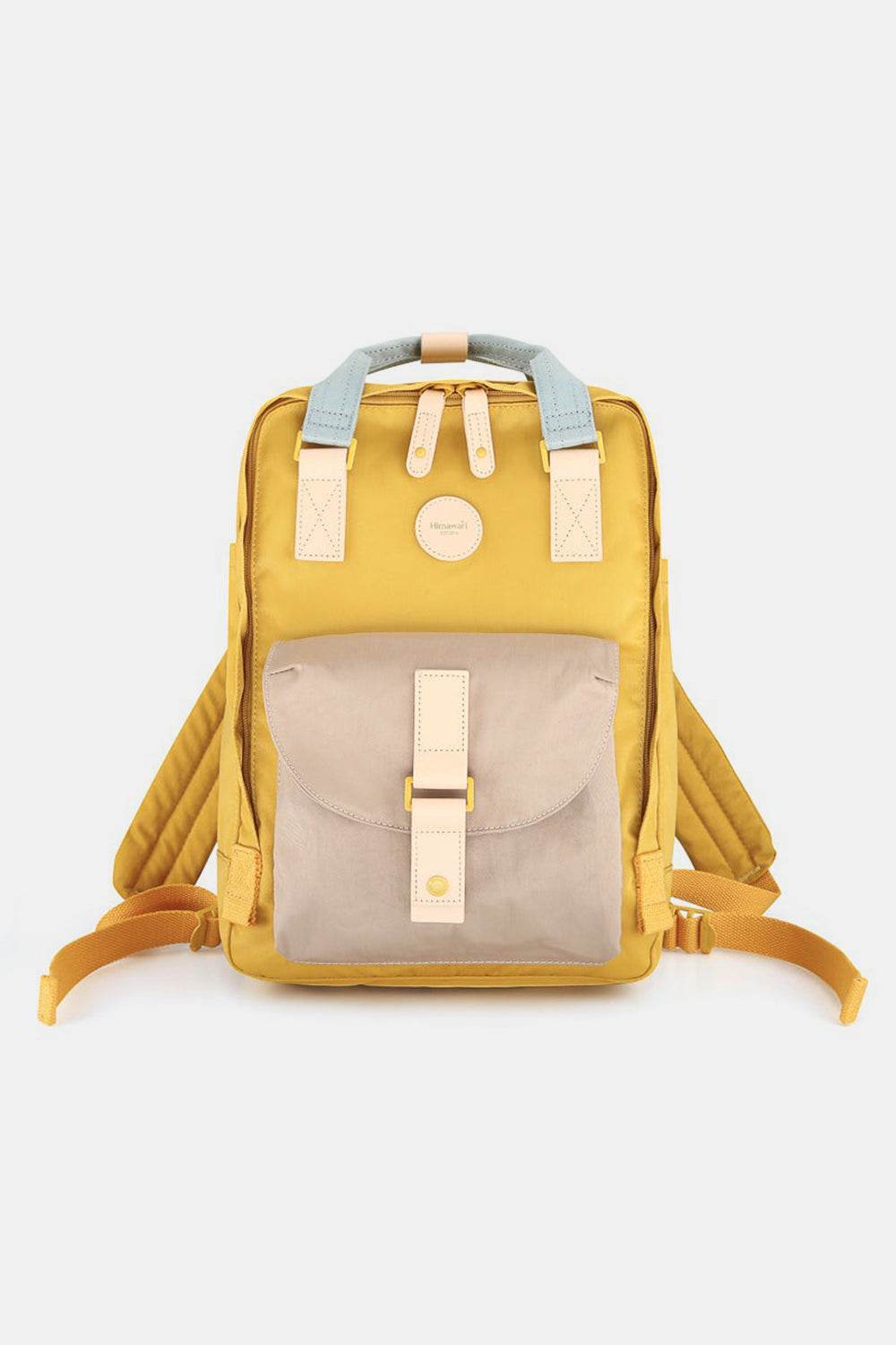 Himawari Contrast Waterproof Canvas Backpack Bag with Round Label - Delanoir