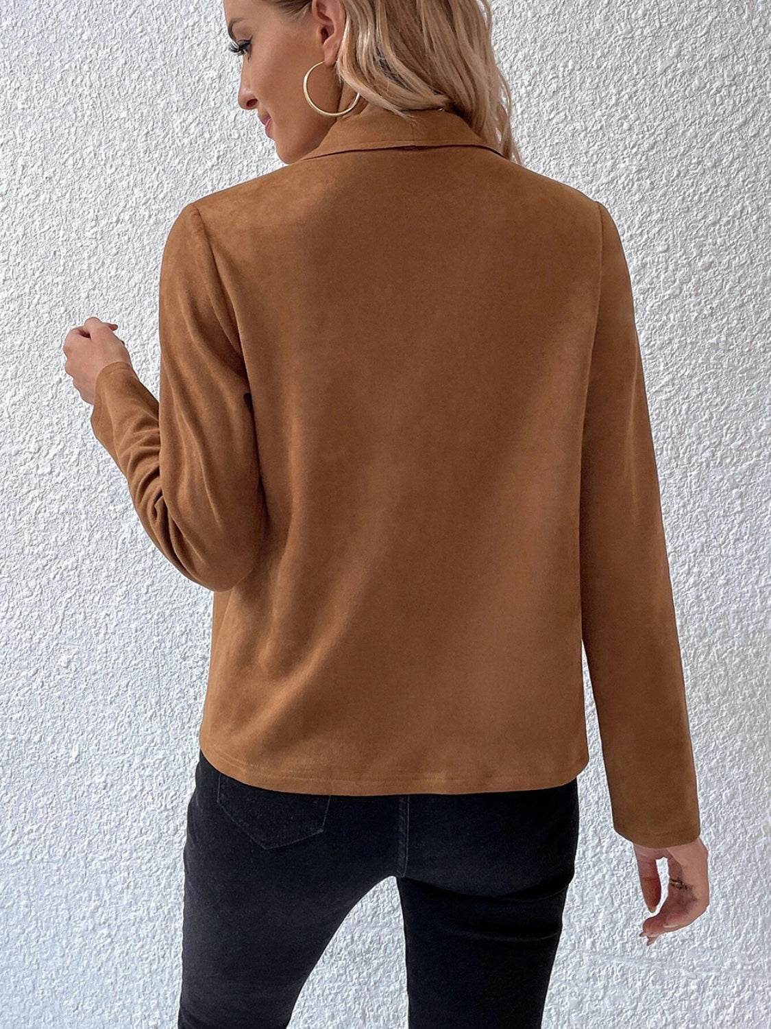 Collared Neck Long Sleeve Jacket - Delanoir