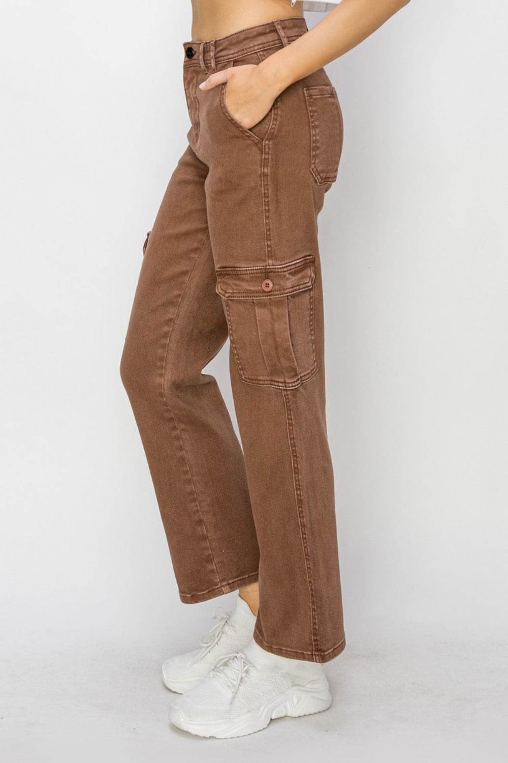 Risen Full Size High Rise Cargo Jeans - Delanoir
