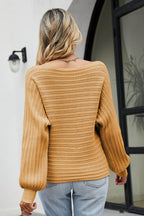 Boat Neck Batwing Sleeve Sweater - Delanoir