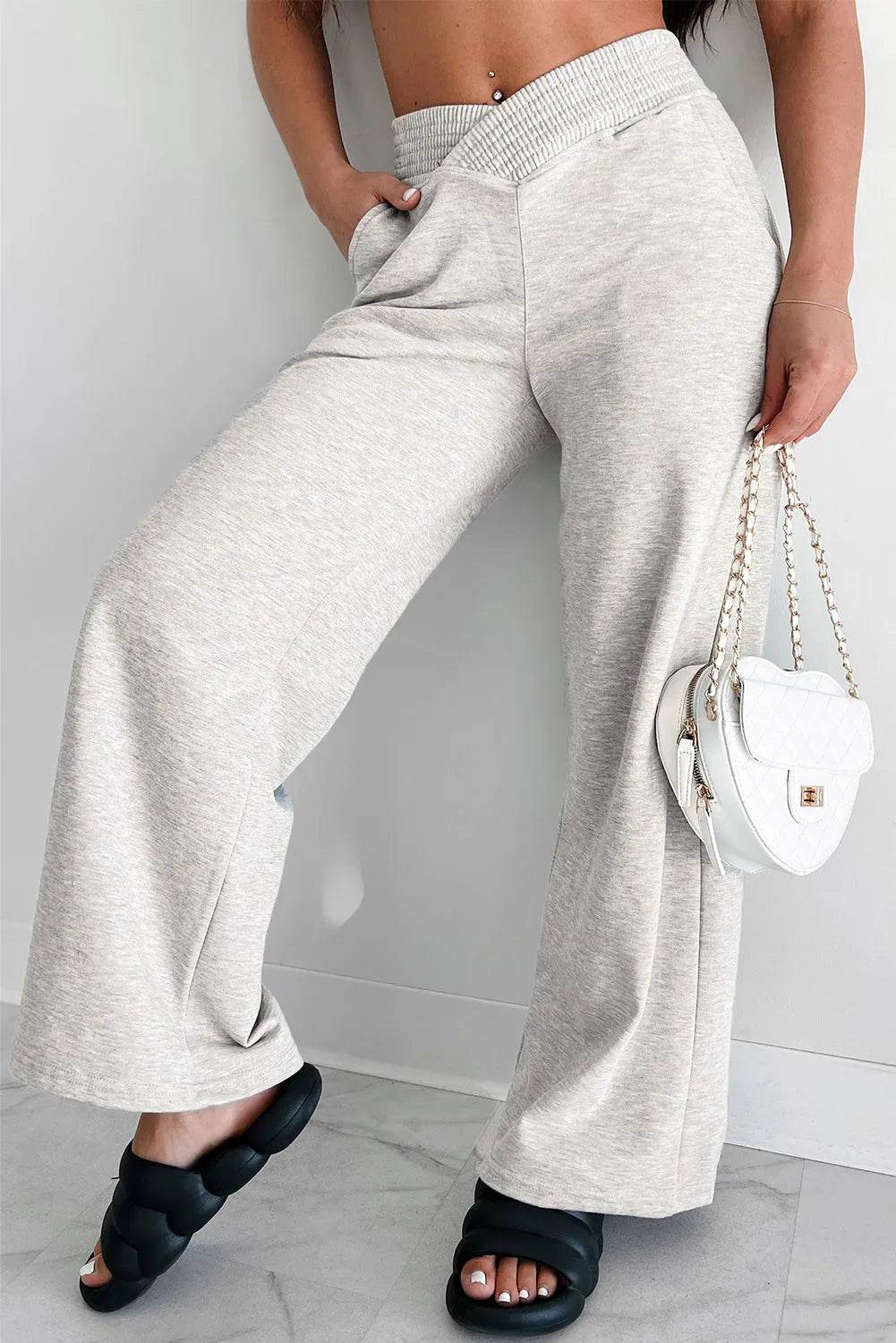 Elastic Waist Active Pants with Pockets - Delanoir
