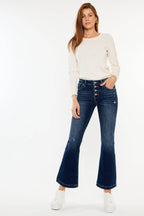 Kancan Mid Rise Button Fly Flare Jeans - Delanoir