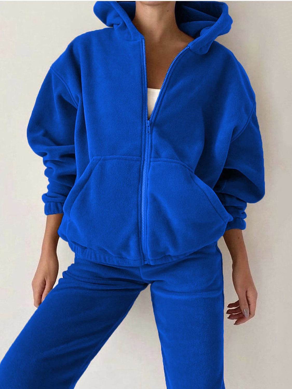 Zip Up Long Sleeve Hoodie and Joggers Set - Delanoir