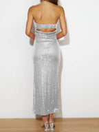 Sequin Cutout Tube Dress - Delanoir