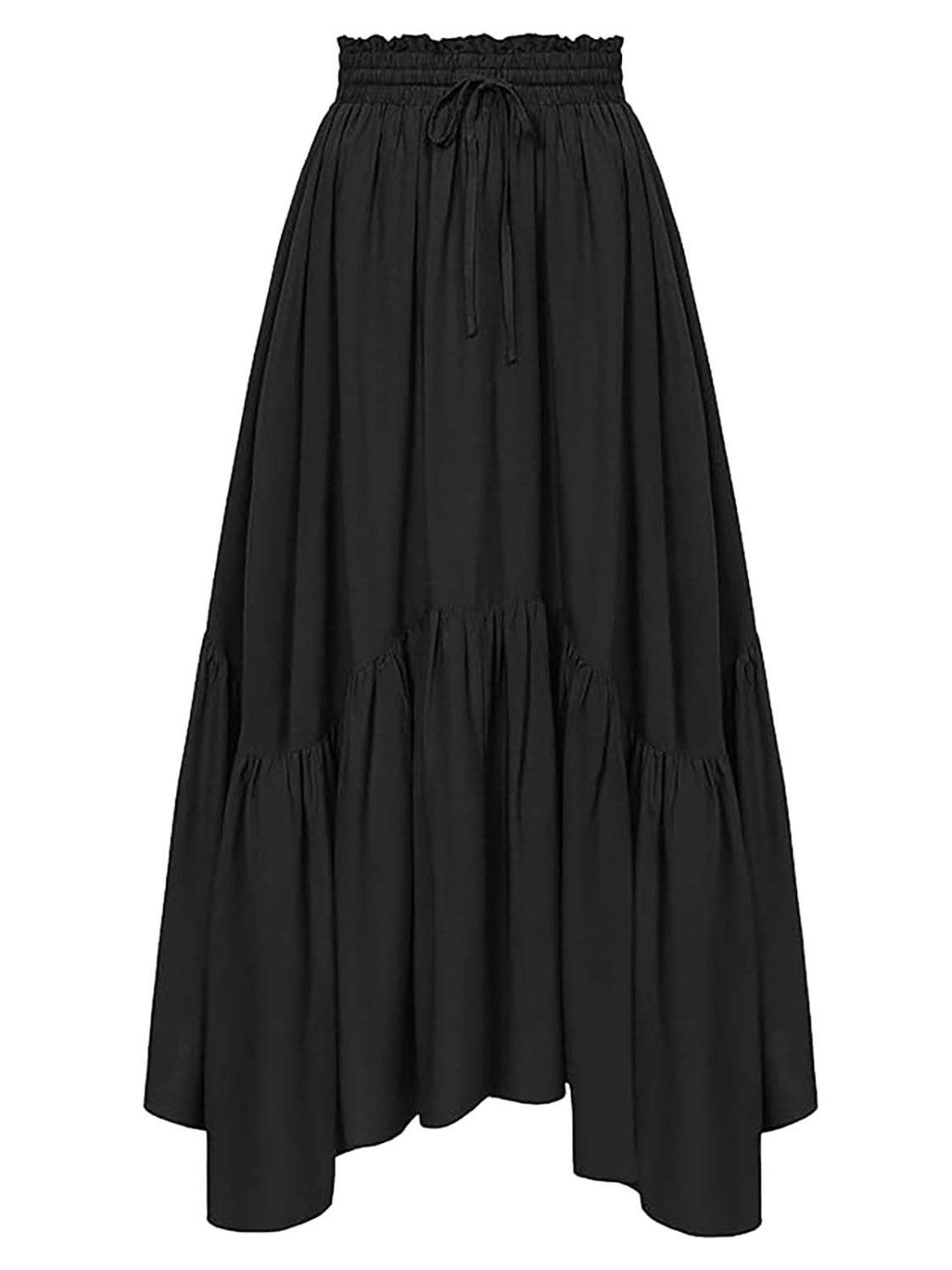 Smocked Waist Band Ruched Layered Skirt - Delanoir