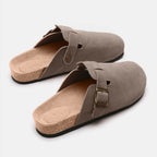 Suede Closed Toe Buckle Slide - Delanoir