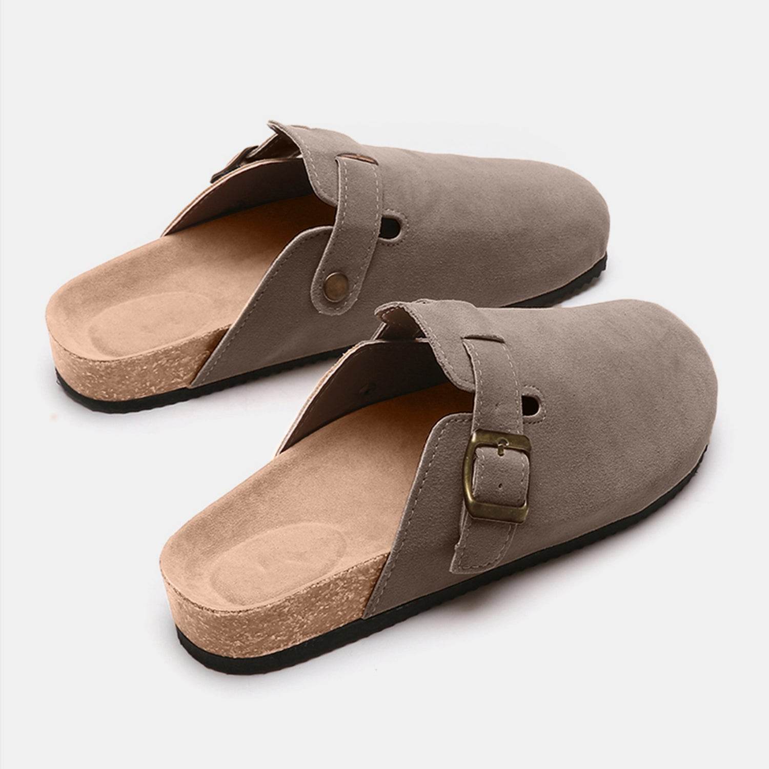 Suede Closed Toe Buckle Slide - Delanoir