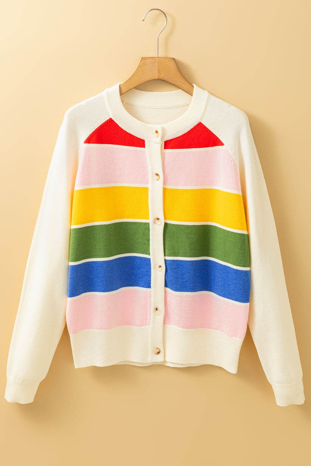 Contrast Button Down Long Sleeve Cardigan - Delanoir