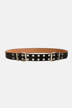 PU Leather Two Row Eyelet Belt - Delanoir