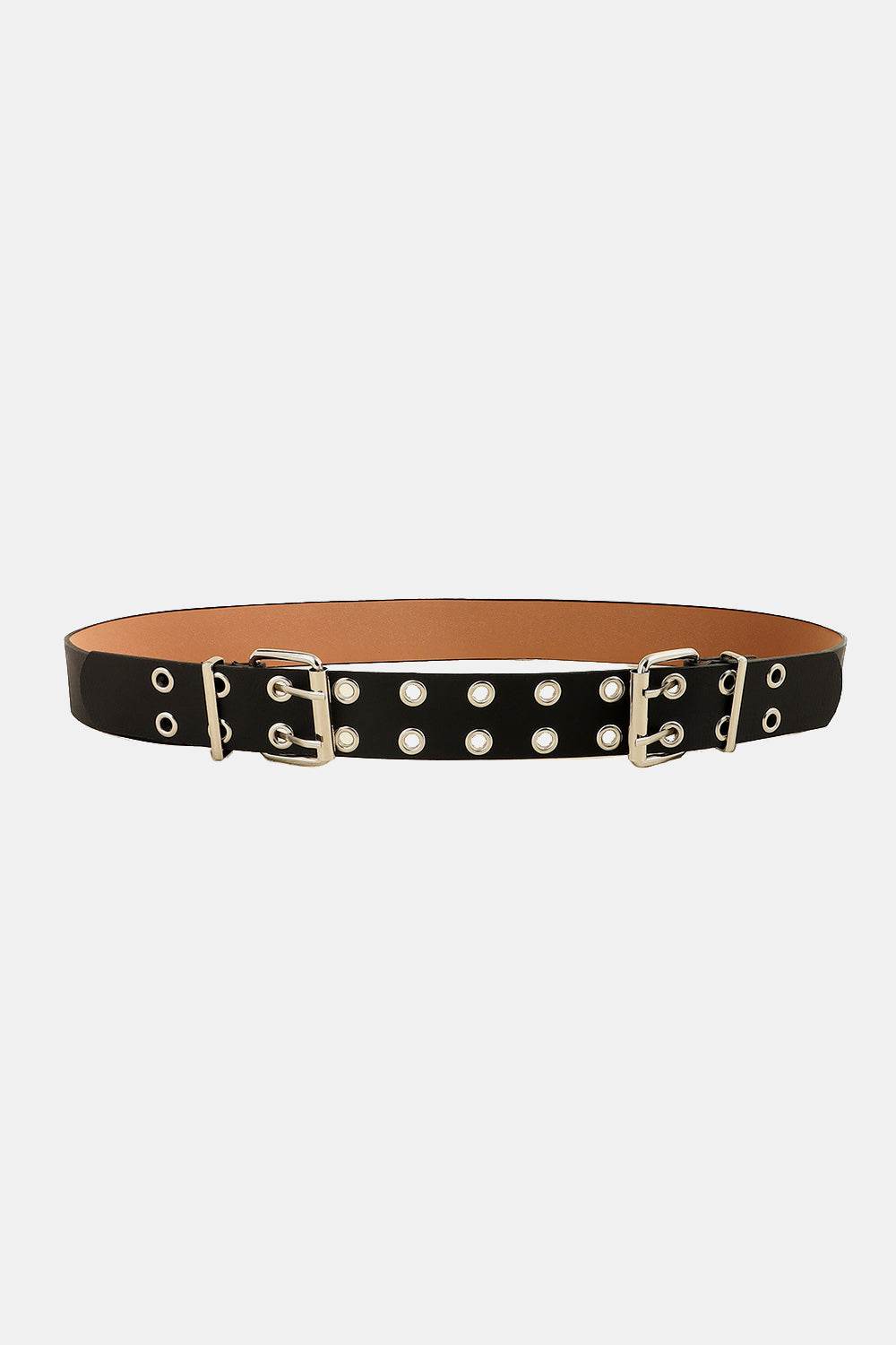 PU Leather Two Row Eyelet Belt - Delanoir