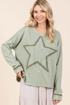 Mittoshop Mineral Wash Star Patch Long Sleeve T-Shirt - Delanoir