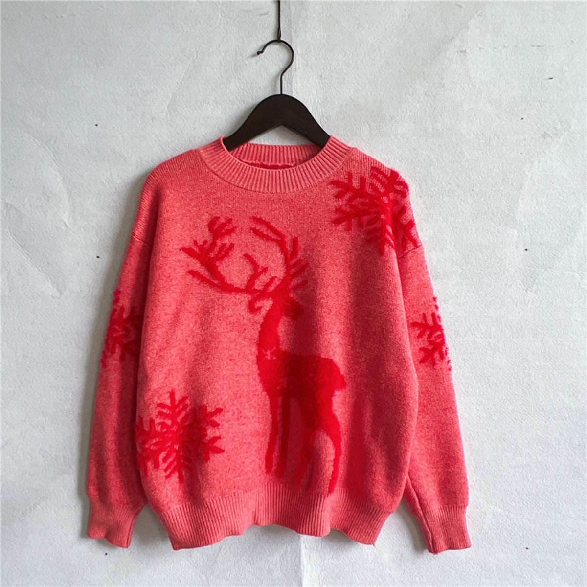 Reindeer and Snowflake Pattern Sweater - Delanoir