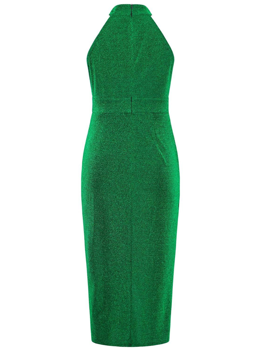 Slit Ruched Mock Neck Sleeveless Dress - Delanoir