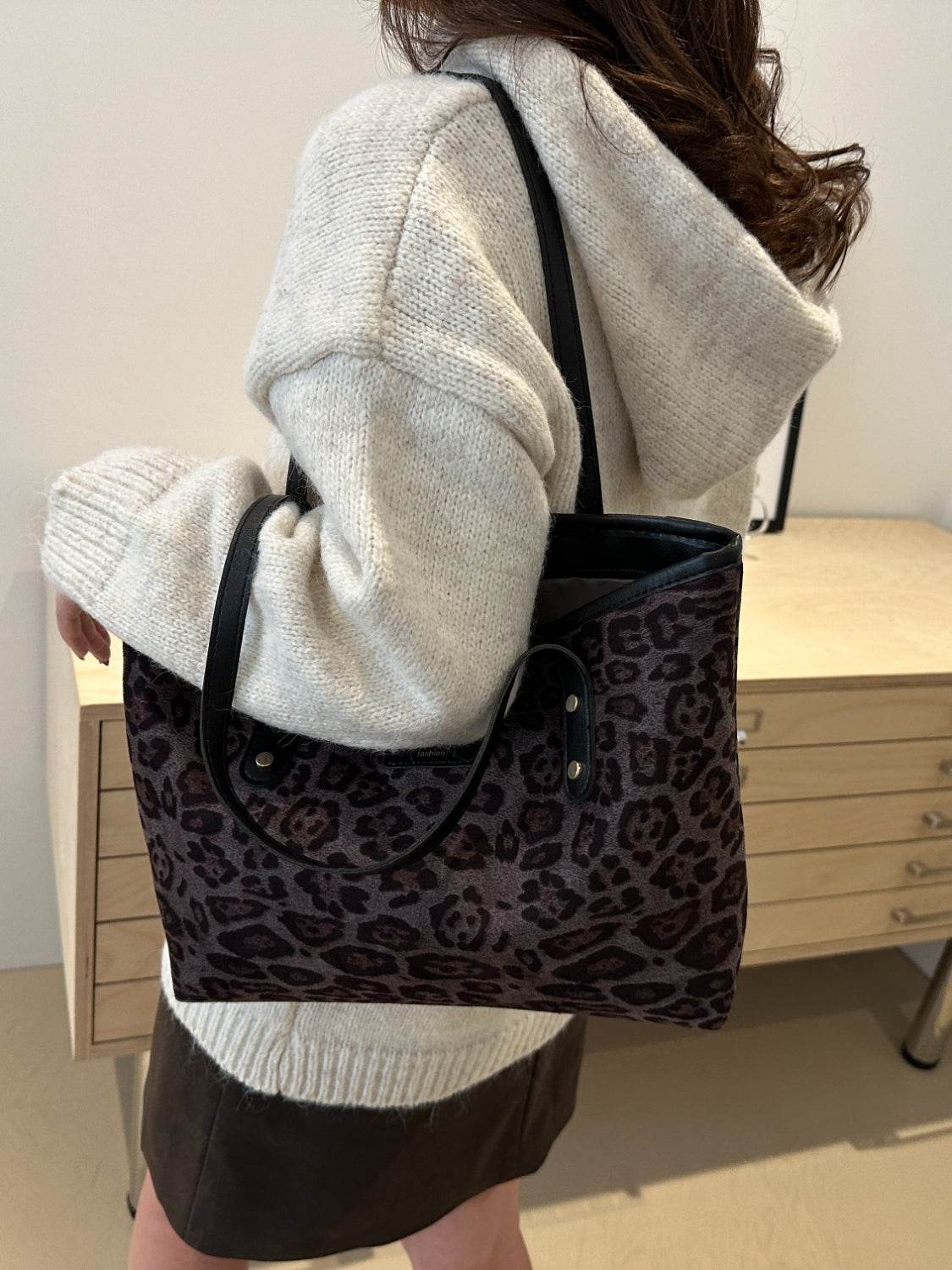 Leopard Polyester Tote Bag - Delanoir