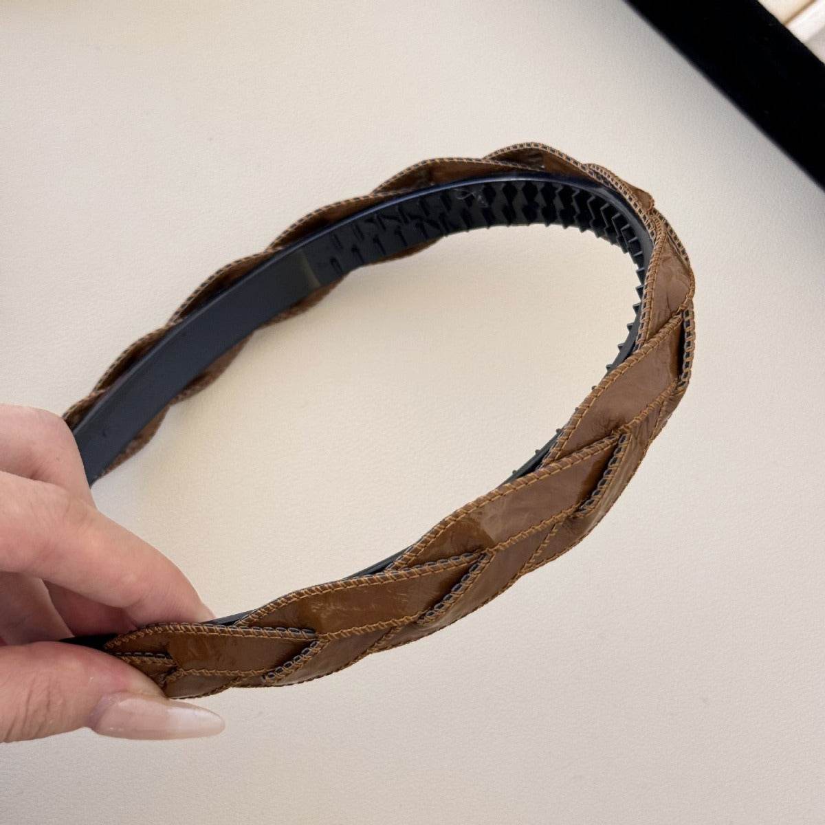PU Leather Braided Hair Headband - Delanoir