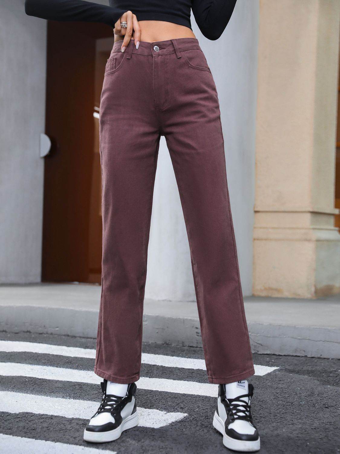 Straight Leg Jeans with Pockets - Delanoir