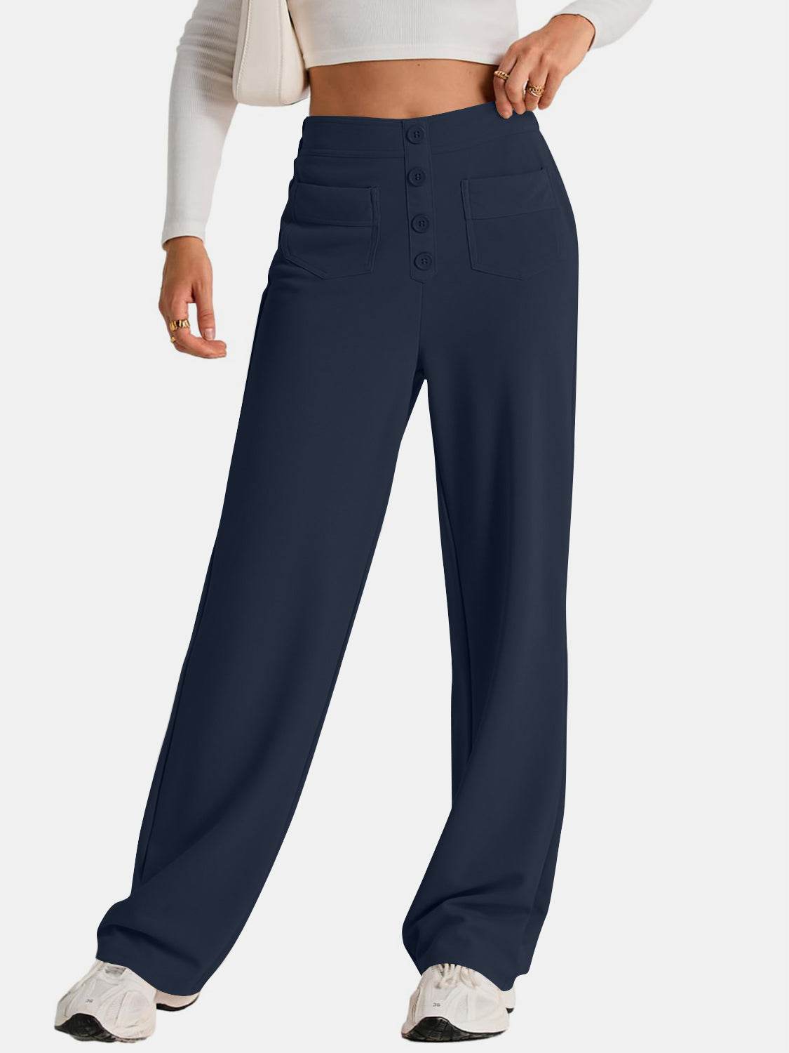 High Waist Wide Leg Pants - Delanoir