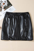 PU Leather Mini Skirt - Delanoir