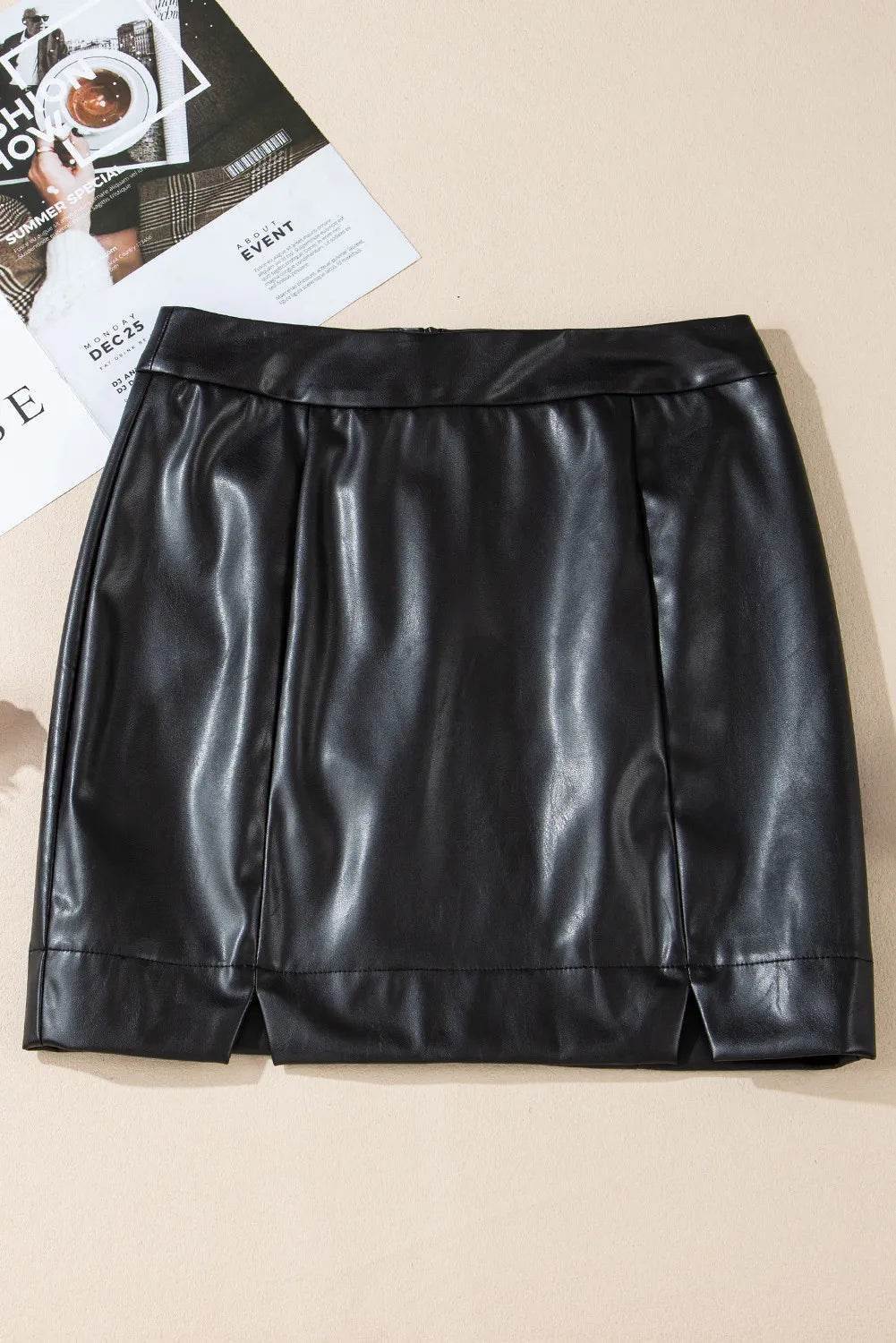 PU Leather Mini Skirt - Delanoir