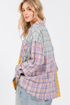 SAGE + FIG Button Up Raw Hem Plaid Flannel Shirt - Delanoir