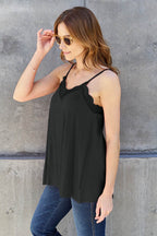 Basic Bae Full Size Lace Trim V-Neck Cami - Delanoir