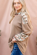 And The Why Printed Color Block Hooded Waffle Top - Delanoir
