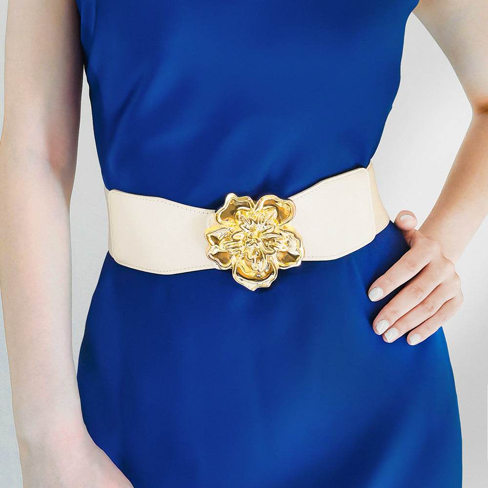 Flower Alloy Buckle Elastic Belt - Delanoir