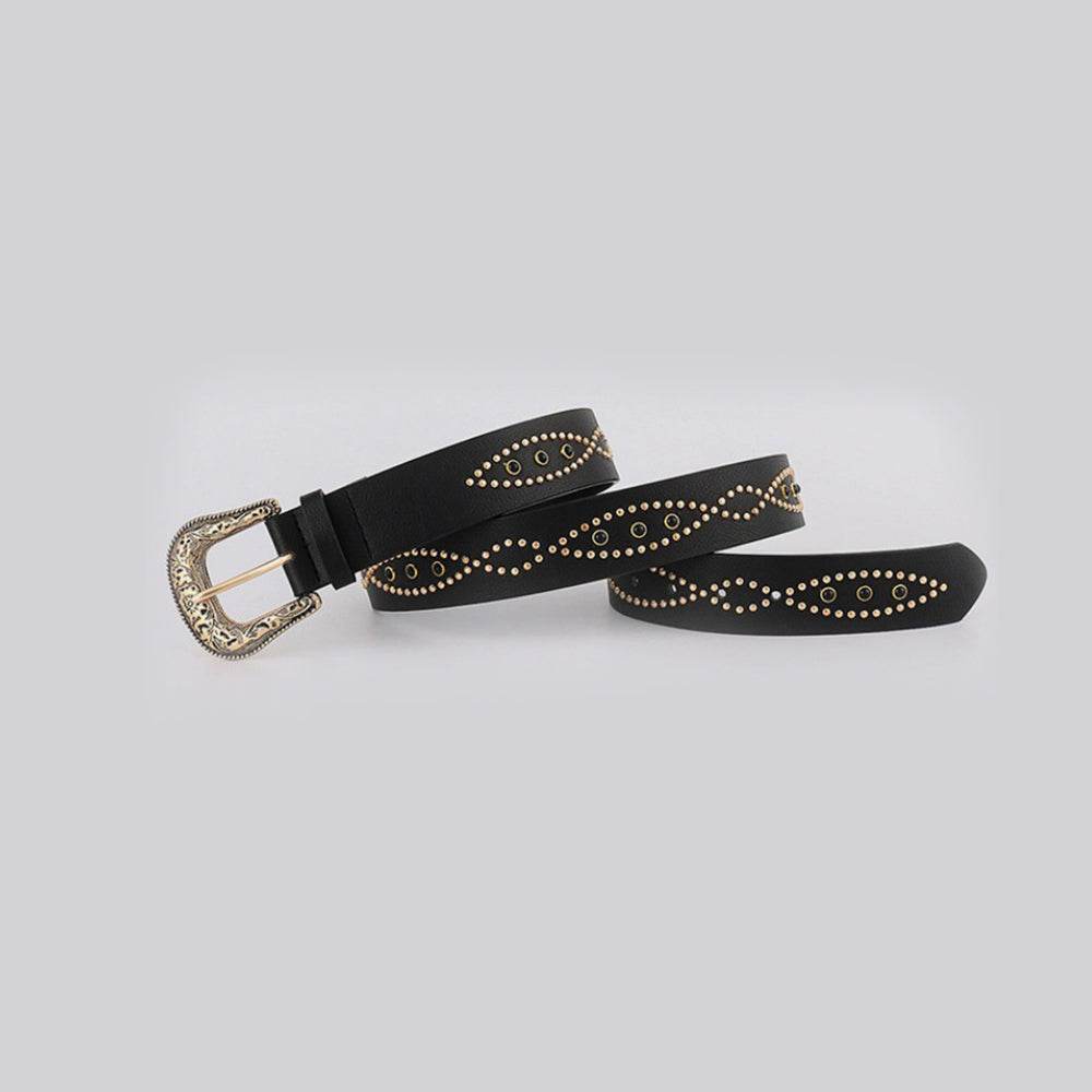 PU Leather Rhinestone Belt - Delanoir