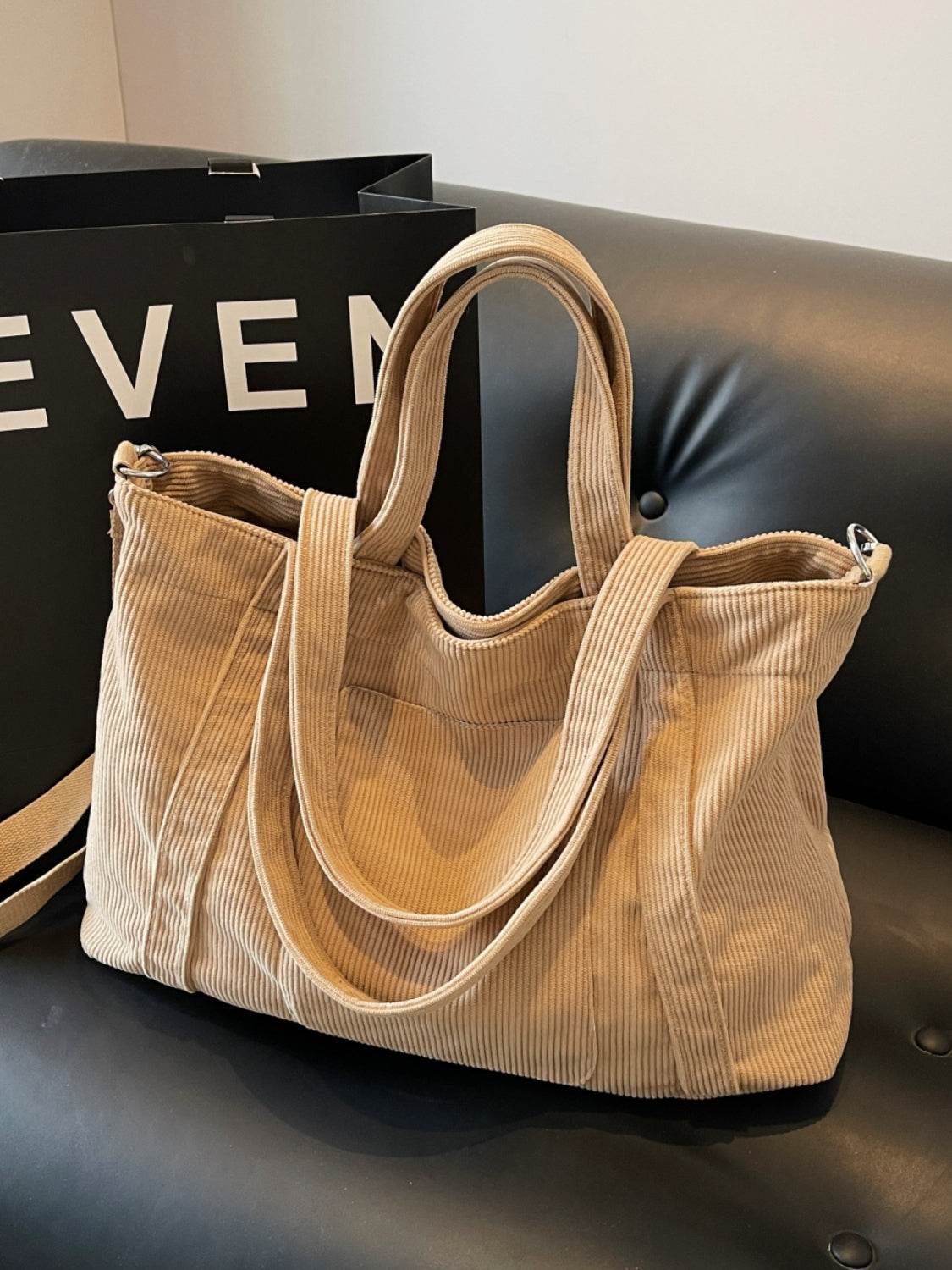 Corduroy Solid Large Tote Bag - Delanoir