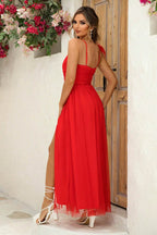 Asymmetrical Ruched Slit Dress - Delanoir