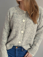 Heathered Button Down Long Sleeve Cardigan - Delanoir