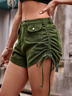 Drawstring Denim Shorts with Pockets - Delanoir