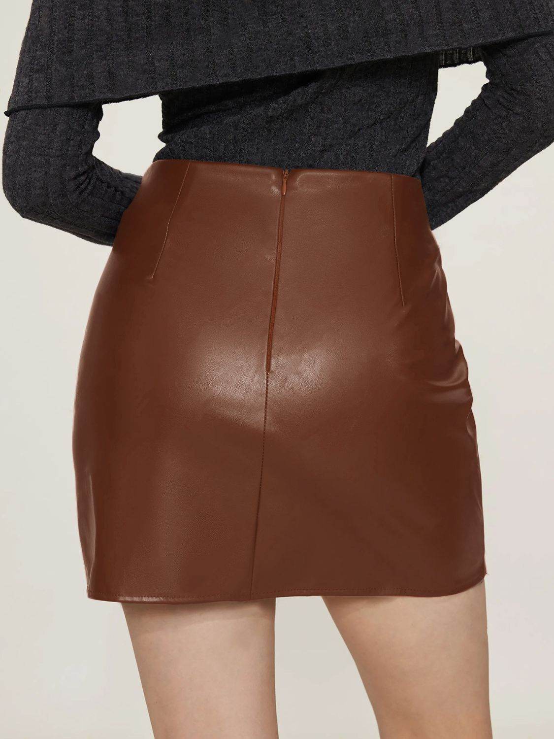 Ruched Mini Skirt with Zipper - Delanoir