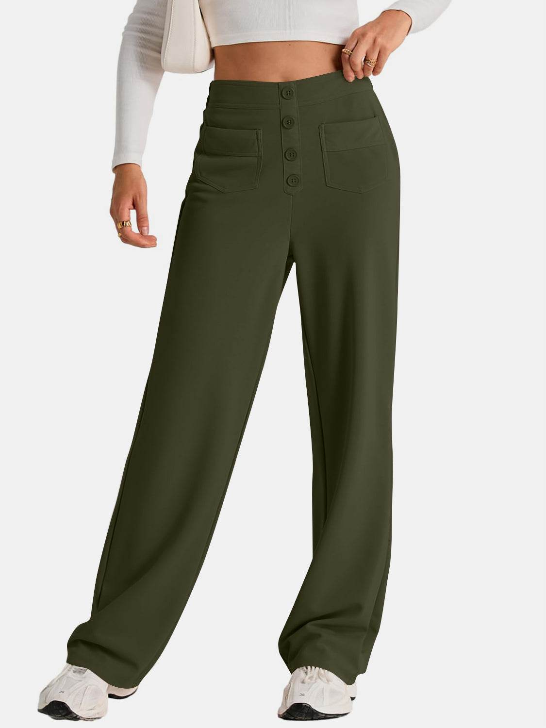 High Waist Wide Leg Pants - Delanoir