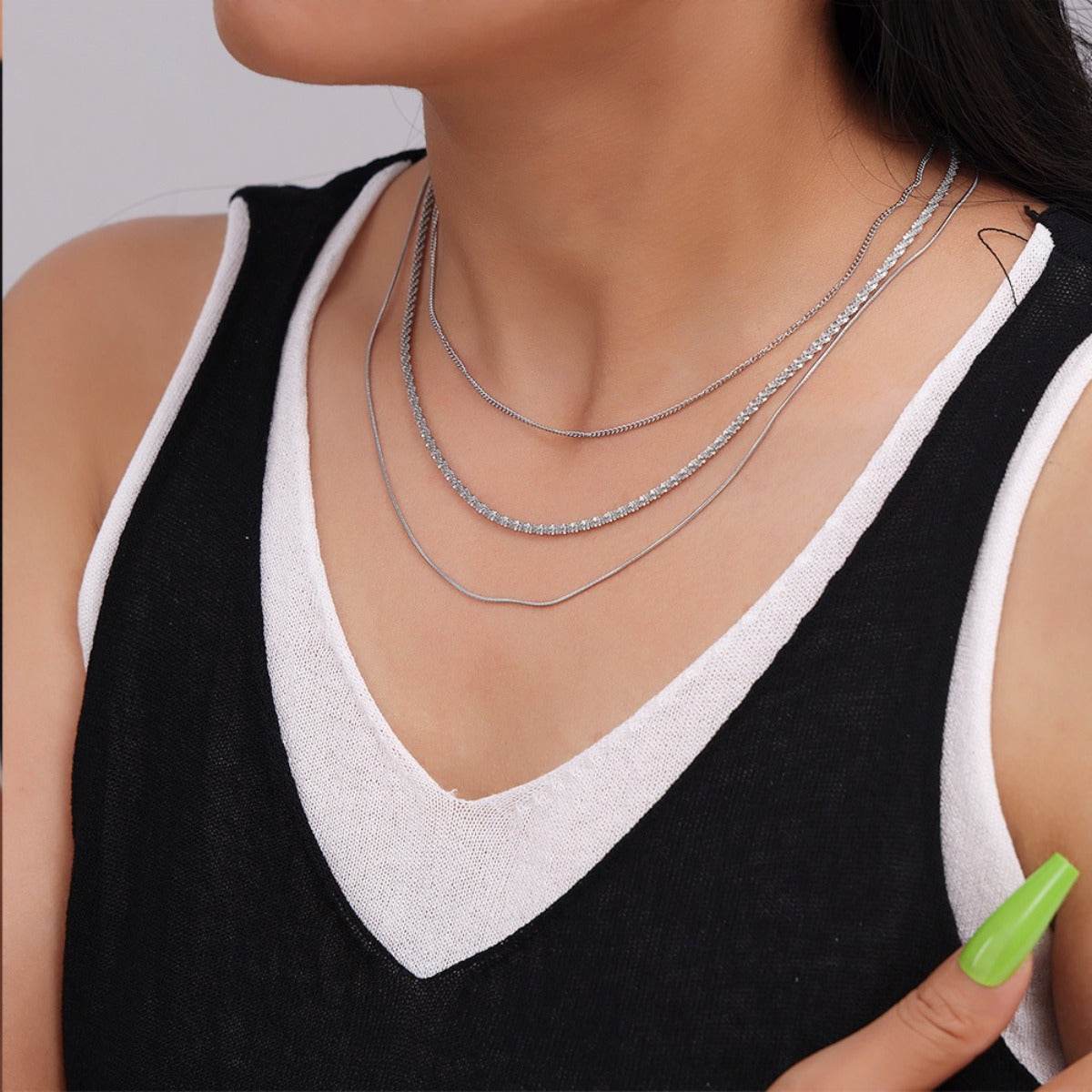 Titanium Steel Three-Layered Necklace - Delanoir