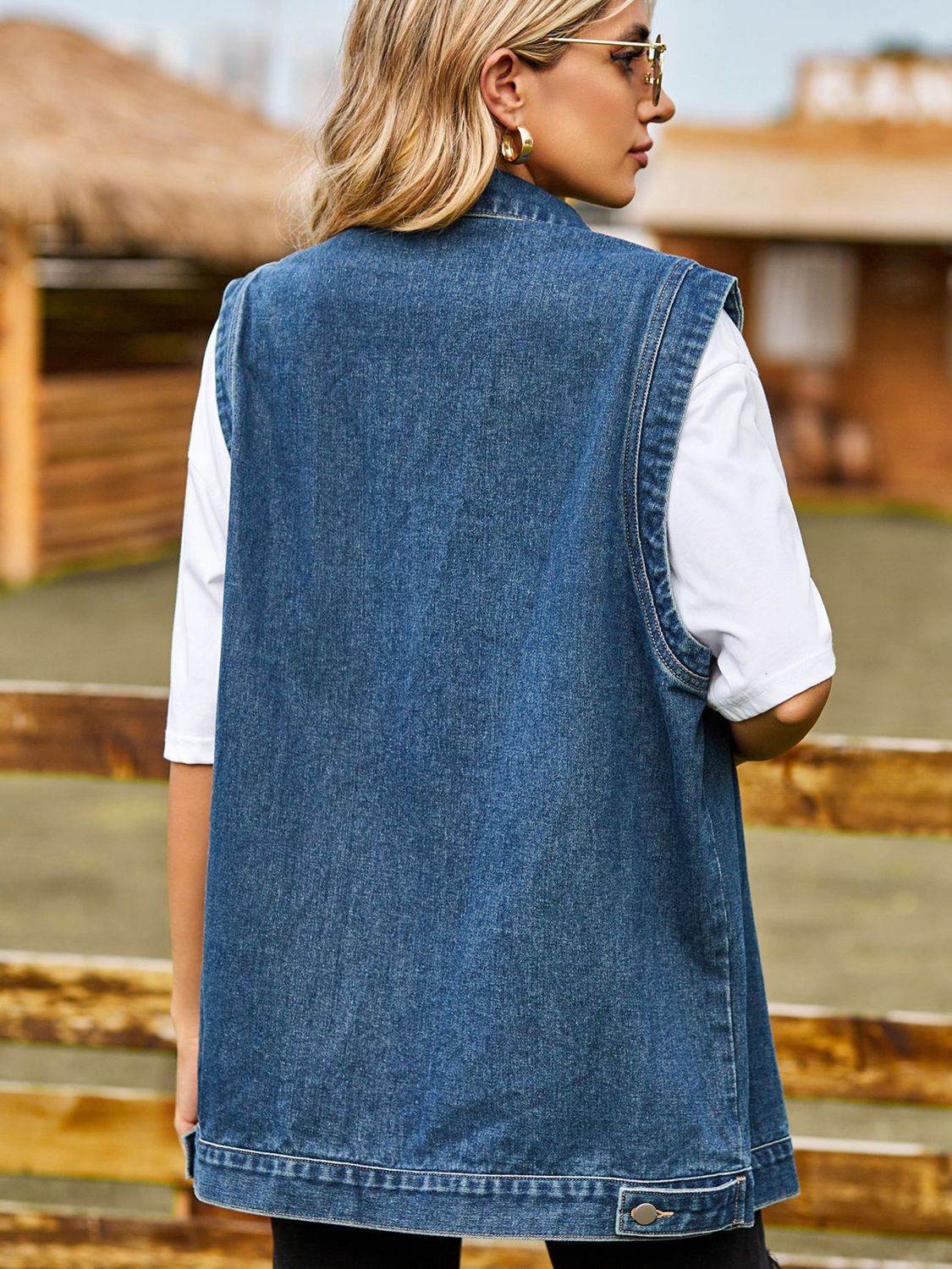 Button Down Denim Vest - Delanoir