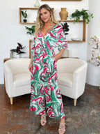Double Take Full Size Half Sleeve Wide Leg Jumpsuit - Delanoir