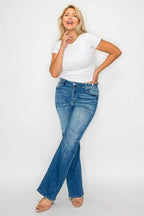 bytos Full Size Distressed High Rise Jeans with Pockets - Delanoir