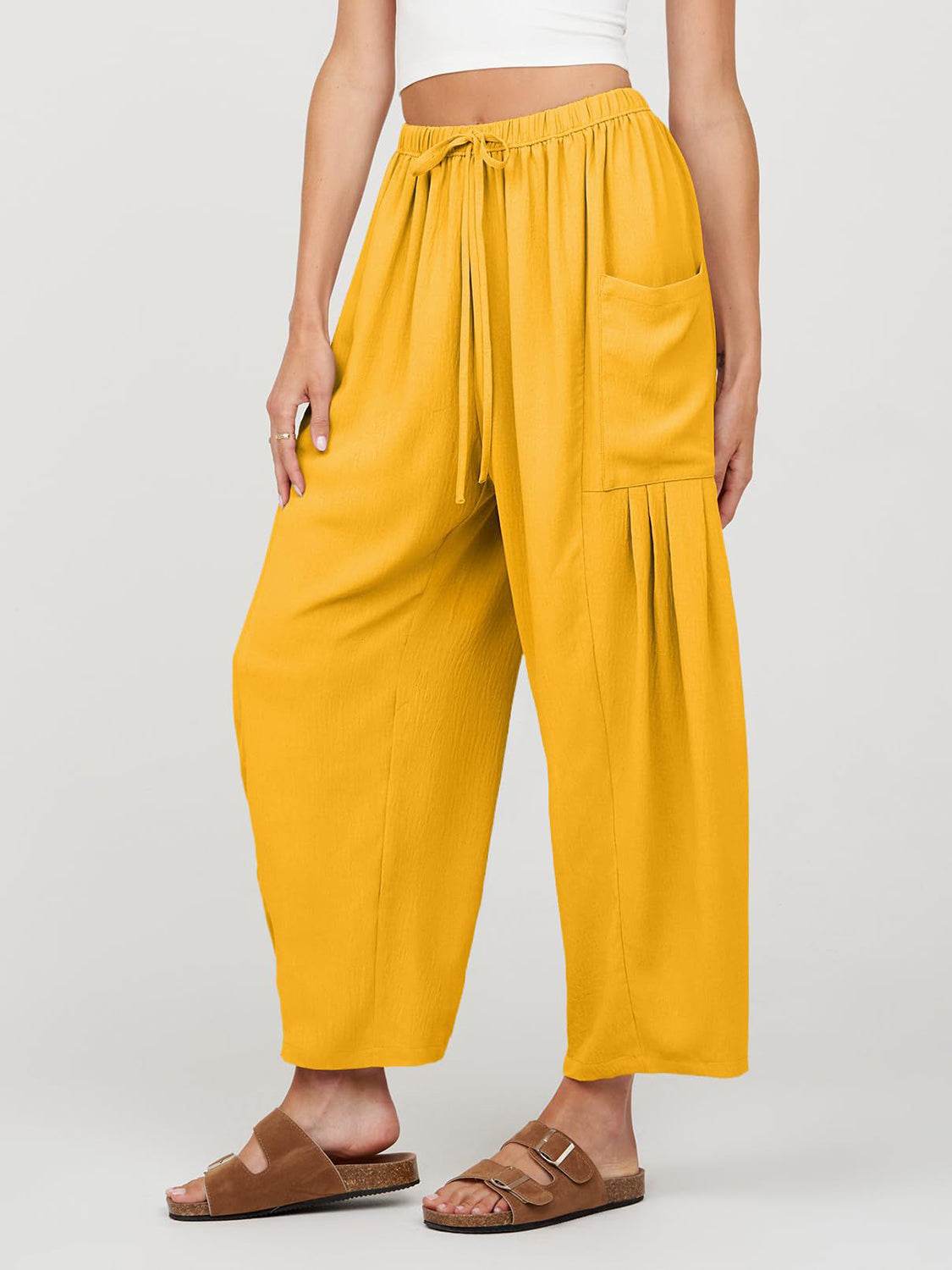 Full Size Wide Leg Pants with Pockets - Delanoir