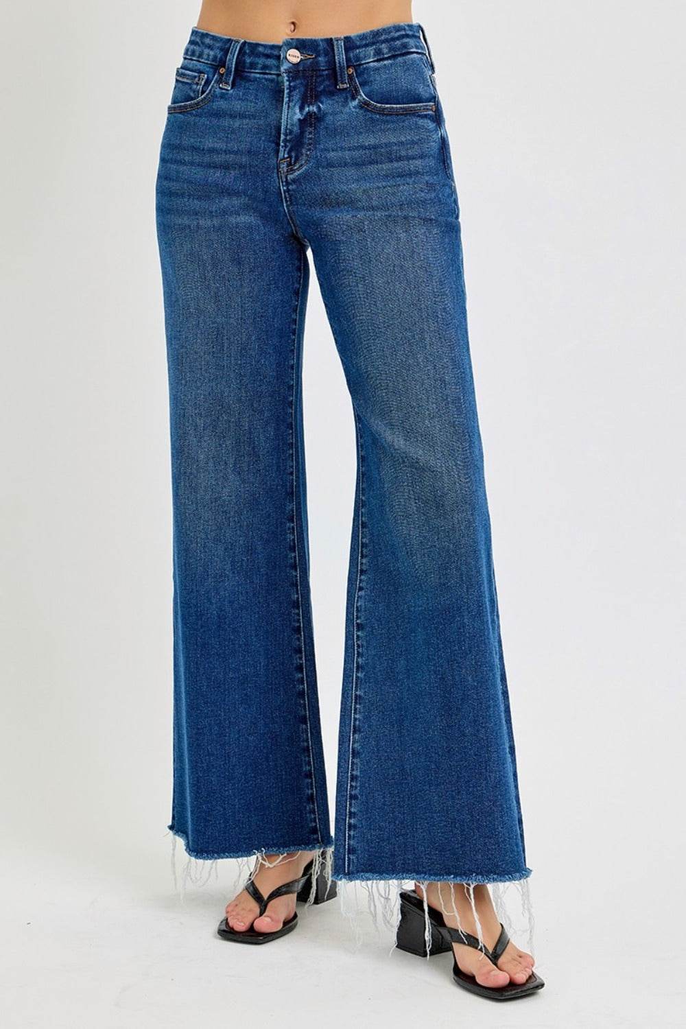 RISEN Tummy Control High Rise Wide Leg Jeans - Delanoir